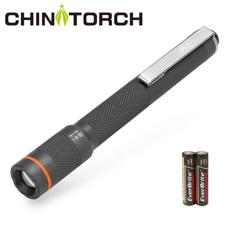 

Pen Light Flashlight 2*AAA Battery Included LED Pocket Light Waterproof IP 65 Mini Home Torch Lamp 3 Modes Tactical Flashlight