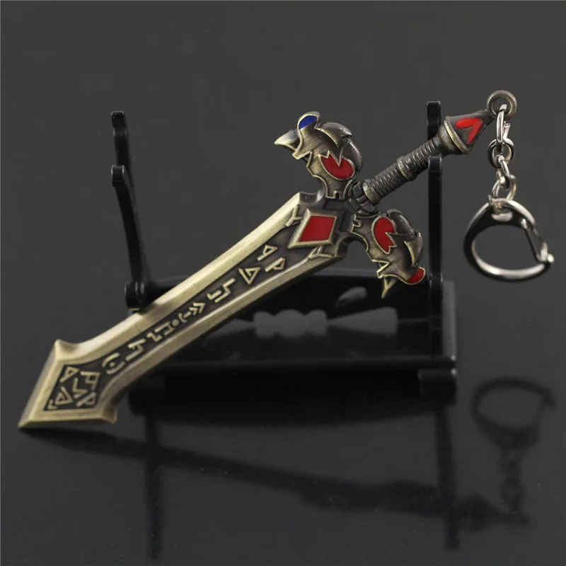 12cm Antique Sword Key Chain Lol Game Theme Zinc Alloy Pendant Keyfob