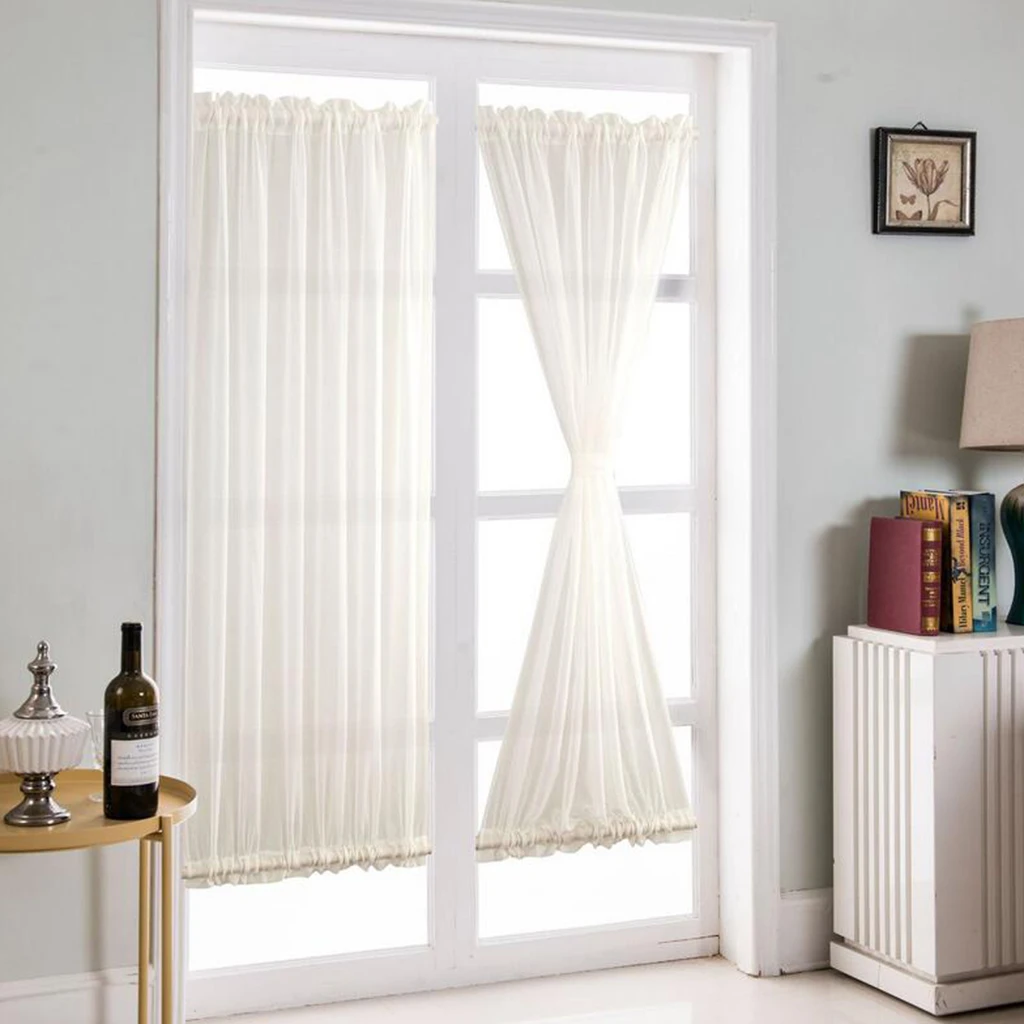 Cortinas blancas para puerta francesa, para puerta de Patio/ puerta de vidrio para privacidad (1 ud., 64x183cm)|Cortinas| - AliExpress