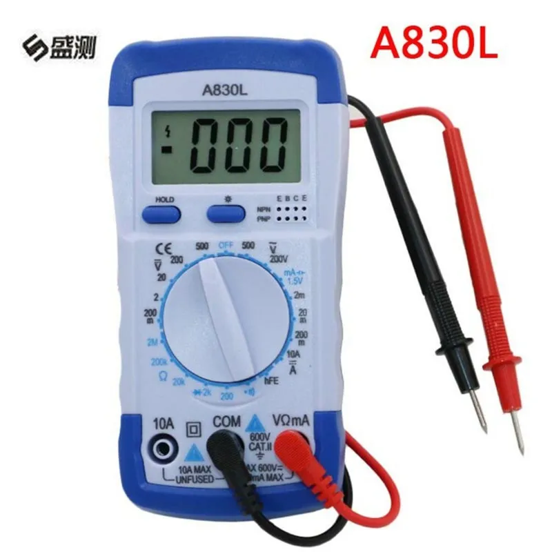 A830L Digital Multimeter LCD Backlight ACDC Ammeter Diode Frequency Multitester Voltmeter Ohm Portable Voltage Meter Tool D1019 (3)