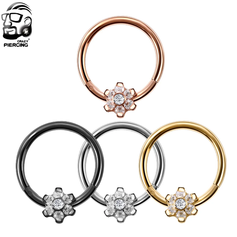 

361L Surgical Steel Rose Gold Black Color Fashion Titanium Segment Nose Open Hoop Rings Septum Nose Piercing Body Jewelry