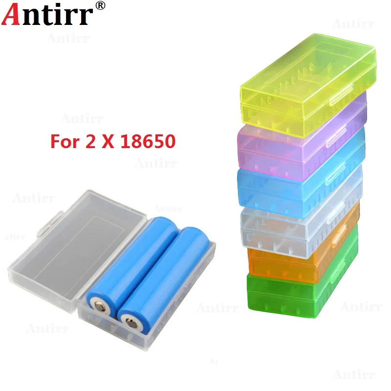 

18650 2 slot Plastic Battery Case Batteries Spare Carrier Holder Storage Box color CR123A 16340 R123A 17670 4X 18350 Container