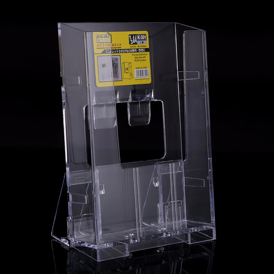 

Office Home Display Clear Acrylic Business Transparent Card Holder Brochure Desk Stand Pamphlet Display Paper Holder