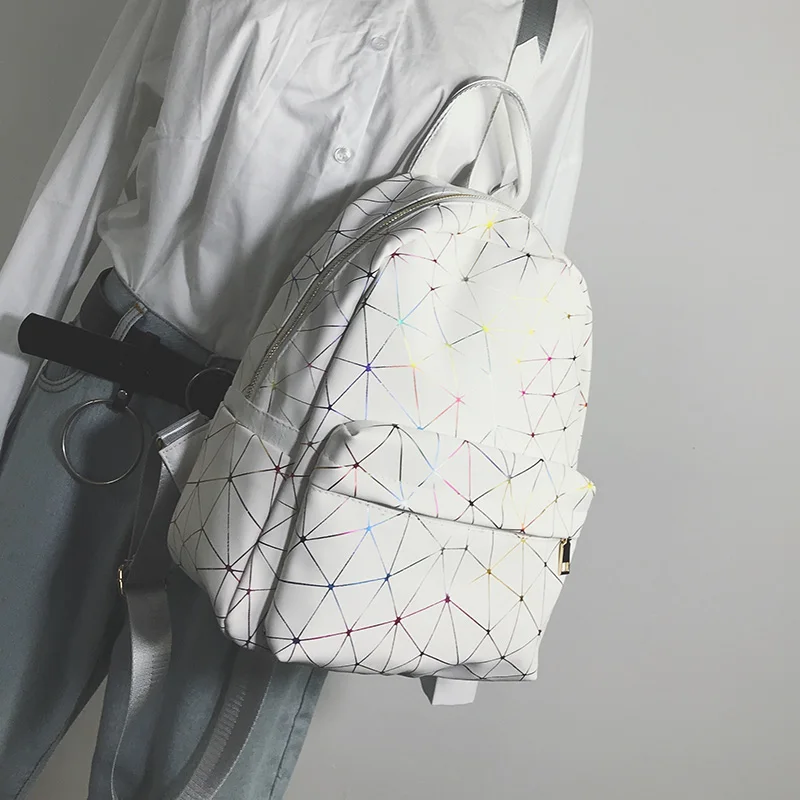 

Backpack female 2018 new campus Laptop lattice student bag backpack large capacity travel bag Leather Backpack