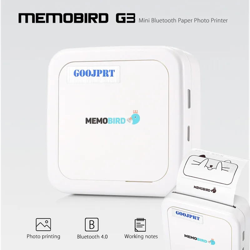 GOOJPRT G3 MEMOBIRD принтер мини Беспроводной Bluetooth Бумага фото билетов Портативный