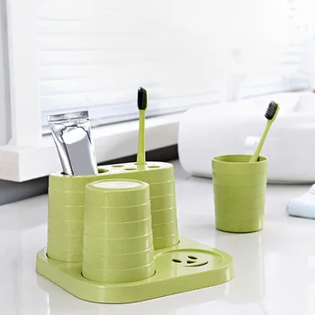 

New Bathroom Suit Toothbrush Toothpaste Holder Set Mouthwash Cup Brush Mug Travel Camping Tool with Base Pen Cosmetic Storage