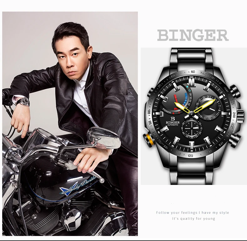 Часы мужские швейцарские Бингер люксовый бренд Мужские часы автоматические механические мужские часы сапфировые водонепроницаемые энергетический дисплей BS03-2