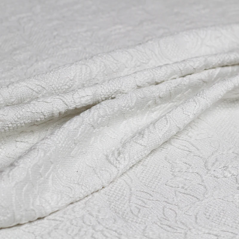 Перламутровый шелк белого цвета Relievo жаккардовые шерстяные материалы для одежды Осенняя юбка DIY одежда ткани
