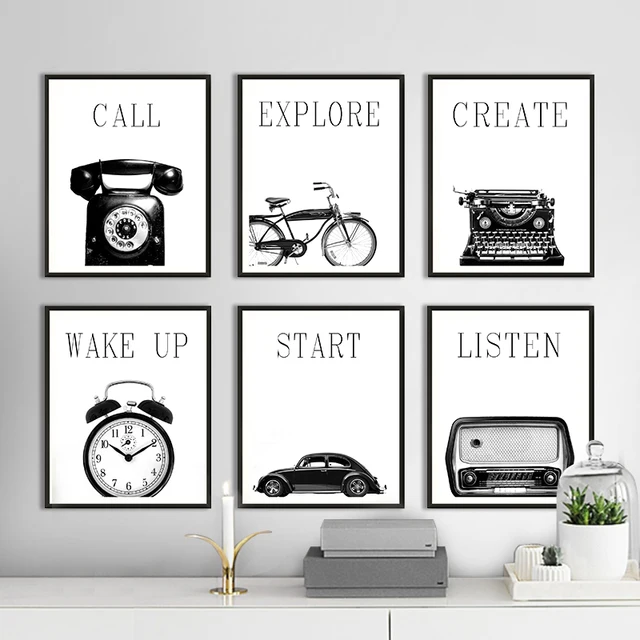Modern nordic poster black and white retro industrial style multi pictyre still life living room decor Modern nordic poster black and white retro industrial style multi pictyre still life living room decor