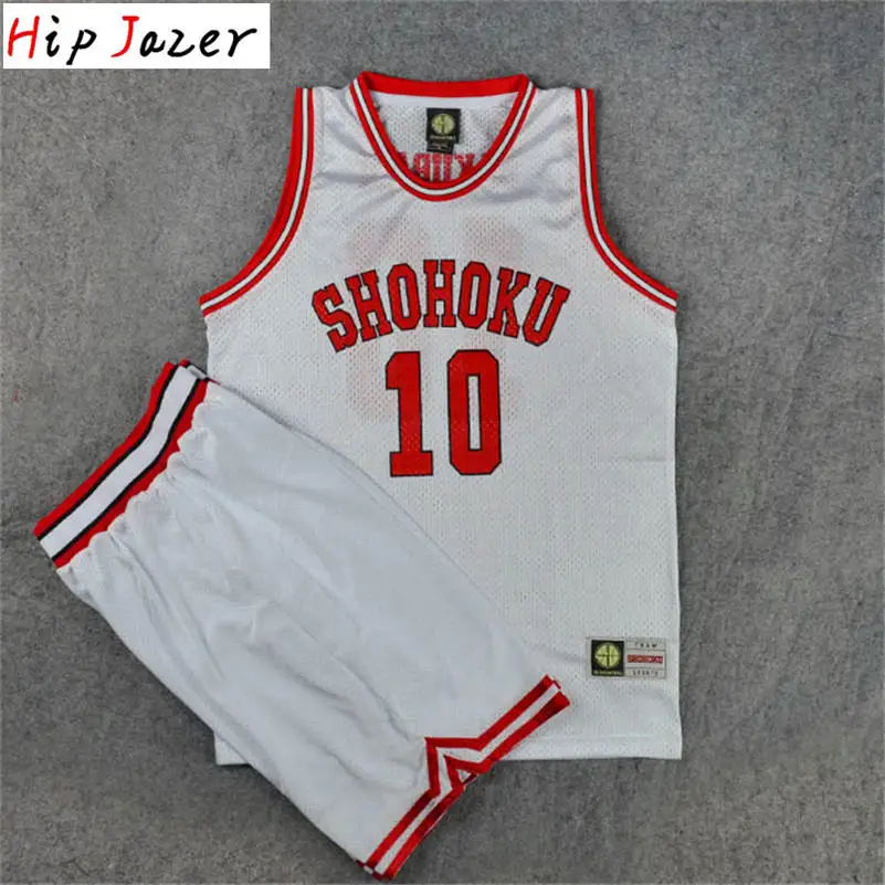 thumbnail image 1 of Cosplay Shohoku10 # HANAMICHI 7 # MIYAGI 11 # Rukawa Kaede camiseta de baloncesto conjunto pantalones cortos deporte equipo de baloncesto uniforme, 1 of 5