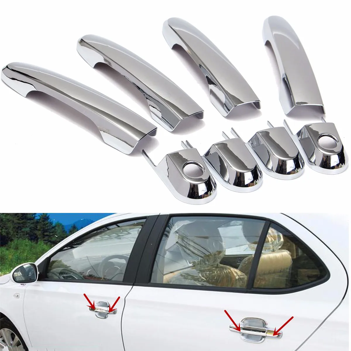 Details about Chrome Door Catch Handle Cover Molding