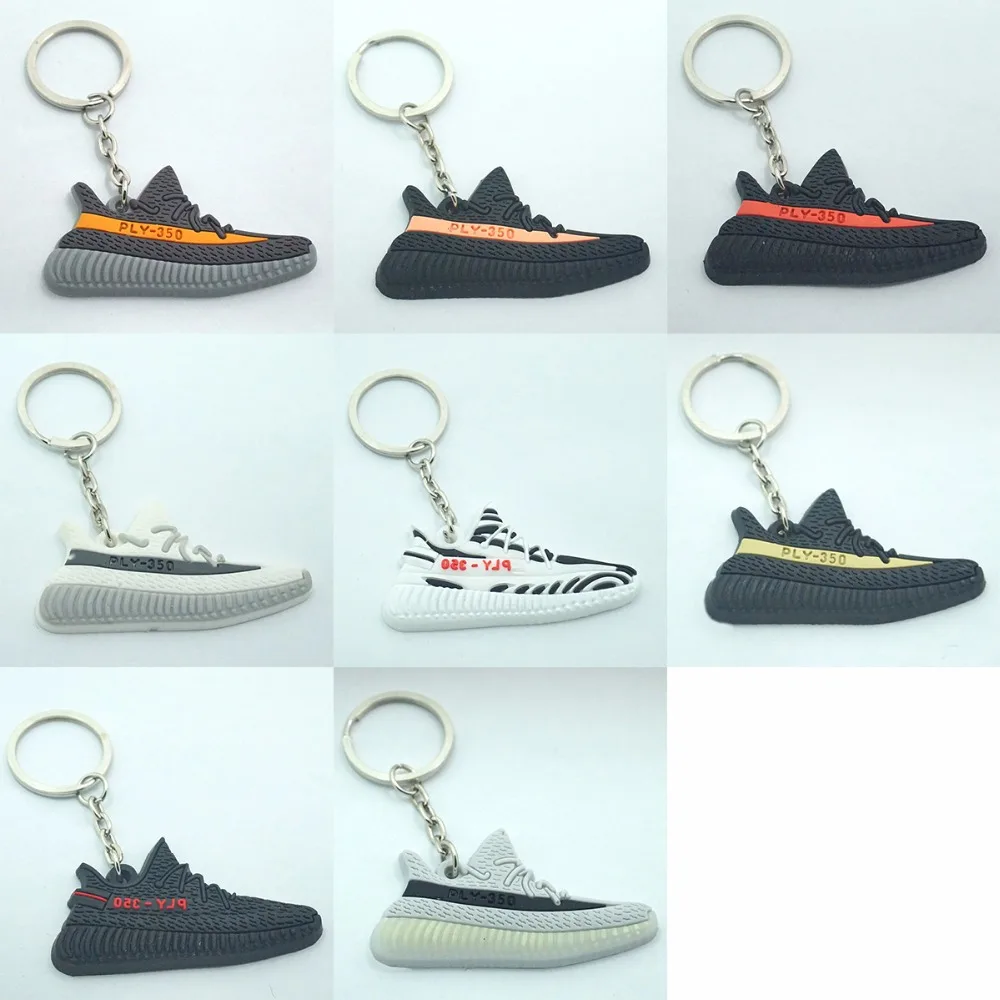 

50PCS Silicone Sneaker Keychain SPLY-350 BOOST 350 V2 Key Chain Shoes Car Key Holder Woman Men Bag Charm Accessories Key Rings