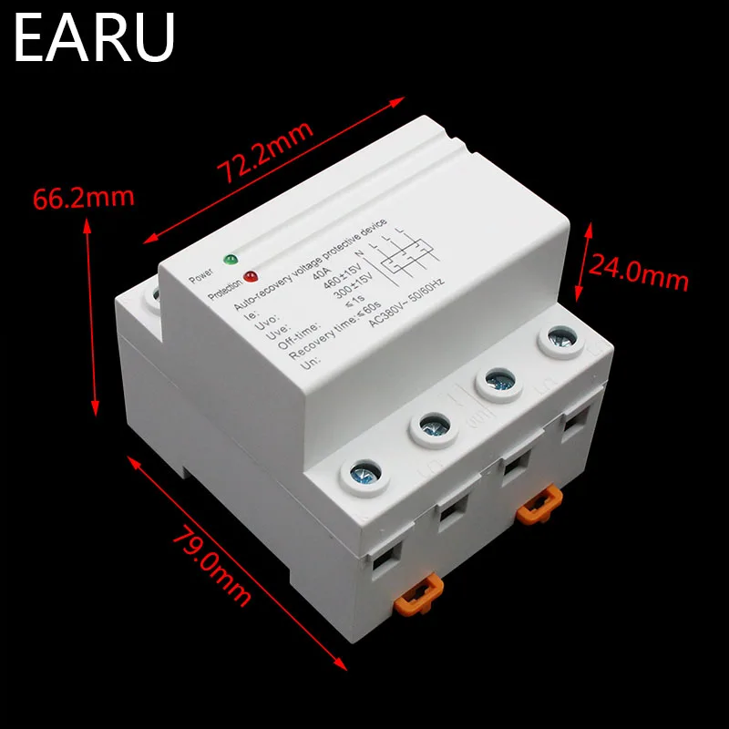 40A 380 V 3 P+ N din-рейка самовосстанавливающийся автоматическое повторное подключение более и под напряжением осветляющее защитное реле