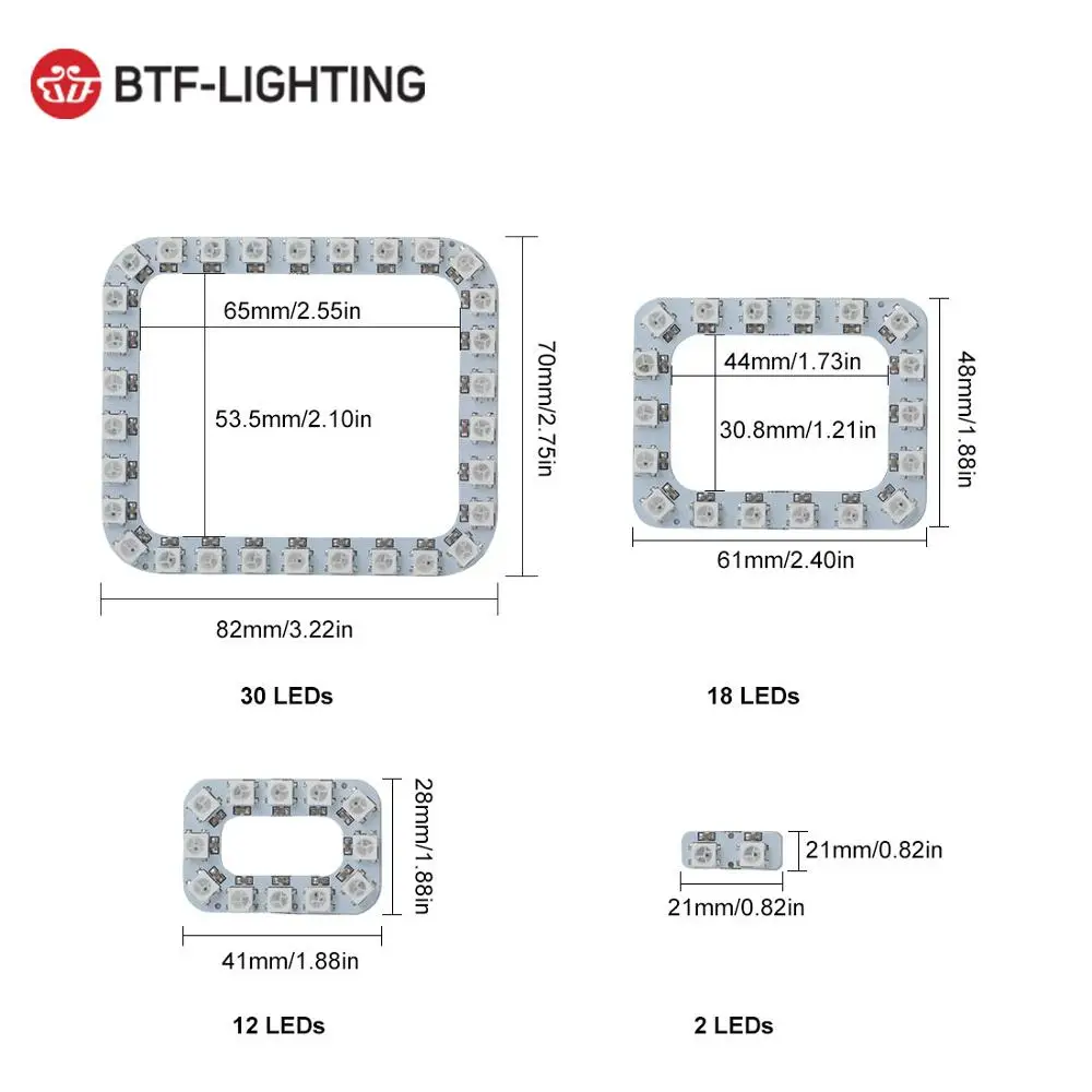 WS2812B SMD5050 RGB светодиодный прямоугольный пиксельный панельный экран 62 светодиодный s 4 прямоугольника цифровой индивидуально адресуемый полный цвет мечты DC5V