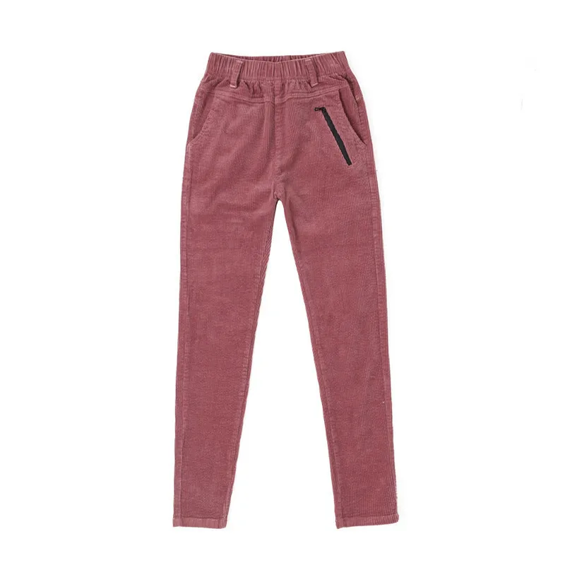 

High Harem Pant Women Cotton skinny Casual Pink Corduroy Pants For Women Pleated High Waist Corduroy Trousers female