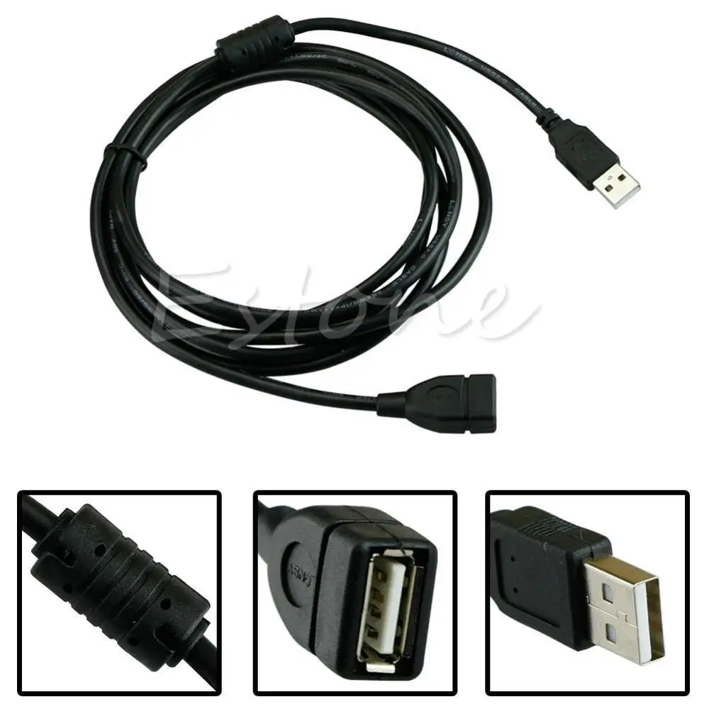 

TOP Quality 10FT/3M USB 2.0 A MALE to A FEMALE Extension Cable Cord Extender For Laptop PC Printer Brand New