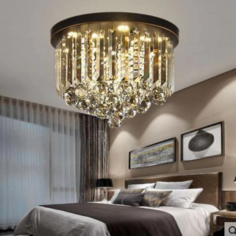 

Postmodern ceiling lamp led retro black bedroom round home door light American minimalist bedroom lamp led ceiling fixture lamps