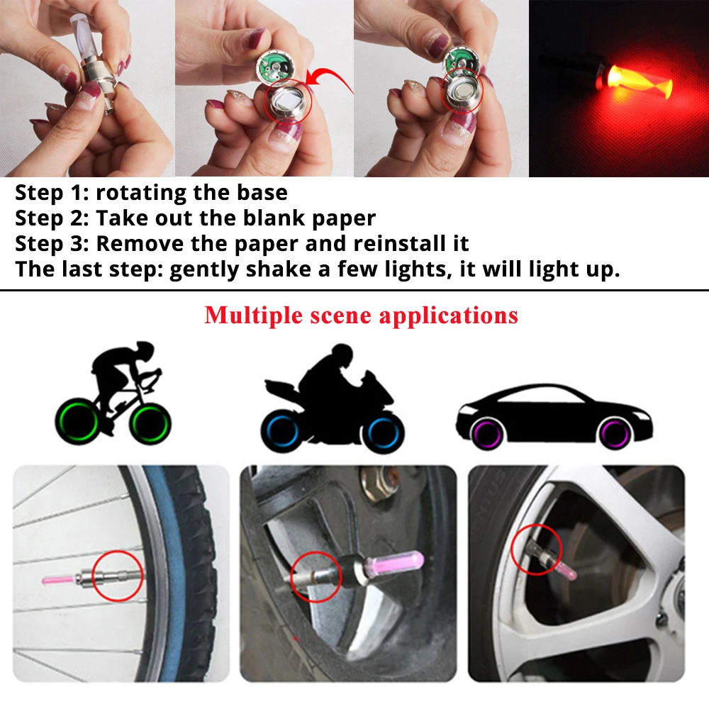 Best Waterproof LED Bicycle Light Tire Valve Bike Light Riding Sport Spoke Safety Warning Light Outdoor Wheel Light bike Accessories 4