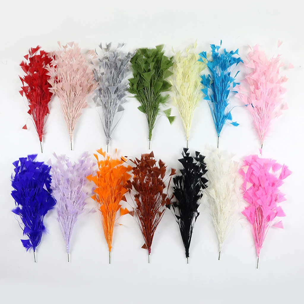 6 Yellow marabou feathers sprays on wire for decorating cakes,floral crafts