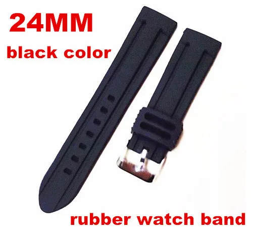 

Wholesale - 50pcs/lot High quality 24MM rubber Watch band watch strap black color for wrist watch -090502