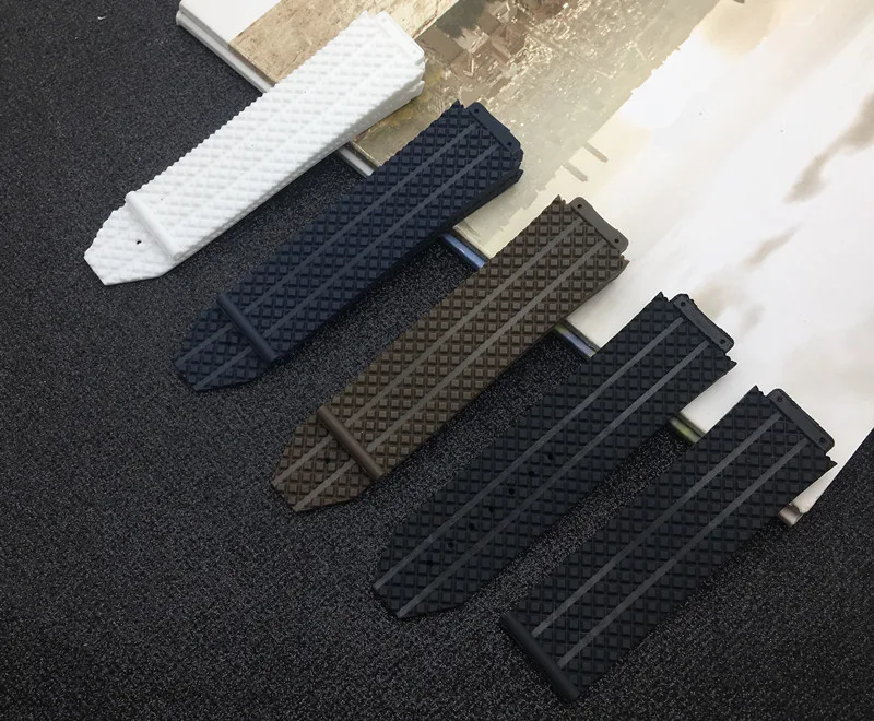 

Black White Brown Blue Silicone Rubber 25*17mm For Hublot strap for BIG BANG watch band authentic Watchband with logo on
