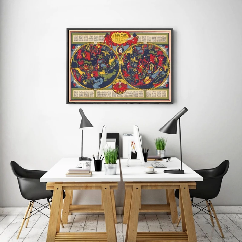 Zodiac signs vintage print office decor