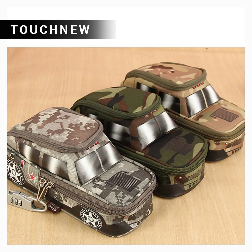 

Hot Double Canvas Camouflage Zipper Large Pencil Case Vehicle Pen Pouch Bag with Combination Lock Boys Cute School supplies Best