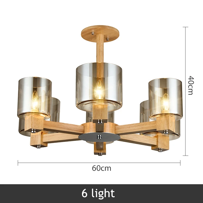 TRAZOS Миссия деревянная люстра для гостиной трава абажур Люстра Освещение Люстры Para Spanin Sala De Jantar лампа - Цвет абажура: 6 light