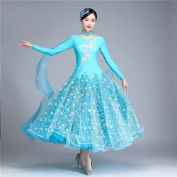 Новинка 2019 года 4 цвета для женщин костюмы для бальных танцев конкурс платье обычные платья пикантные современные танцы костюм Вальс