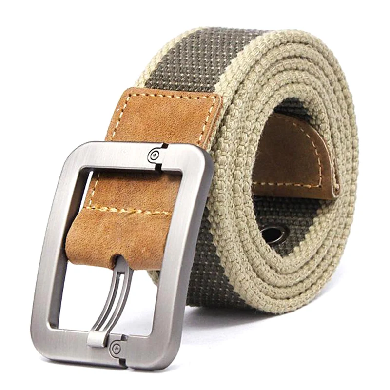 Tactical canvas belt male cloth stripped belt male pin buckle canvas