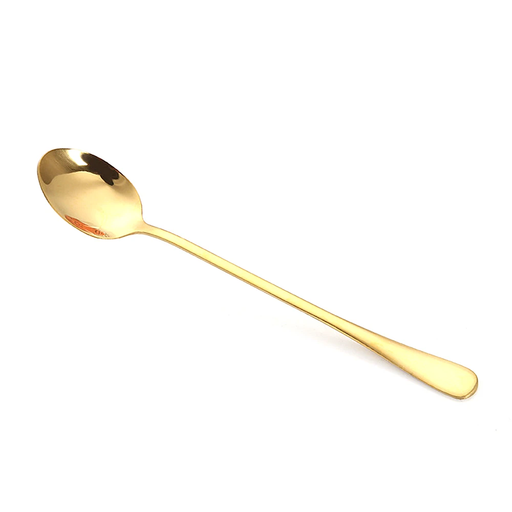 NEW Stainless Steel Stirring Spoon Titanium-plated Rose Gold Spoon Mug Coffee Spoon Pointed Spoon Drop Shipping - Цвет: Golden Spoon