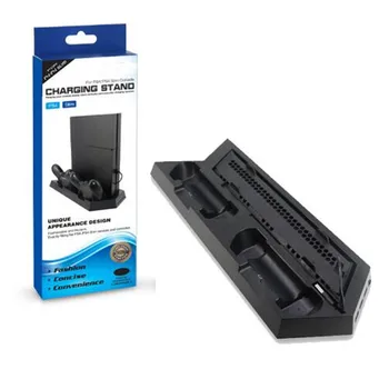

2 in 1 PS4 and PS4 Slim Vertical Stand Charger Dual Controller Charging Station with Cooling Fan for Sony Playstation 4 Slim
