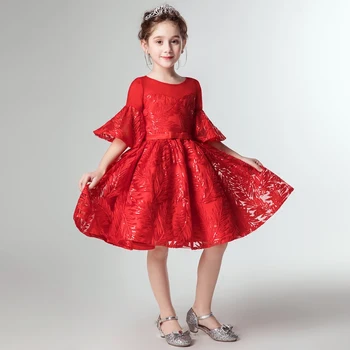 

girls party dress kids elegant 2018 red girls dress 10 to 12 years teen ball gown sequins