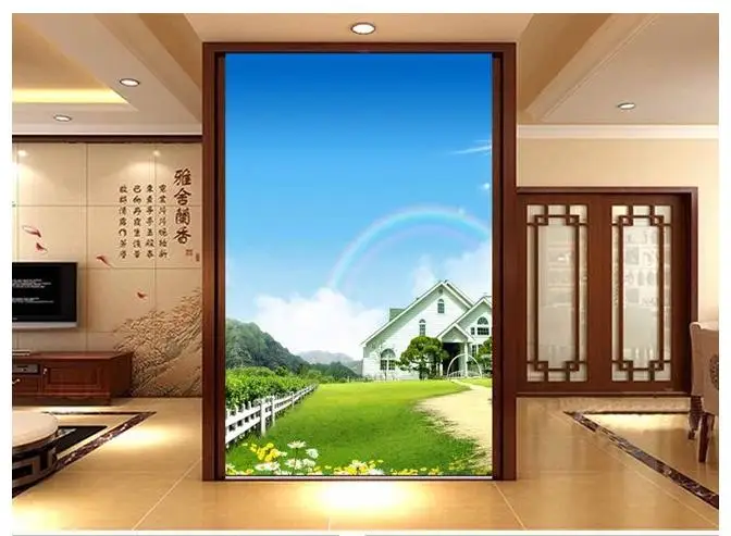 3d wallpaper custom wall murals Setting decoration porch Mediterranean qing-shan gao between scenery photo | Обустройство дома