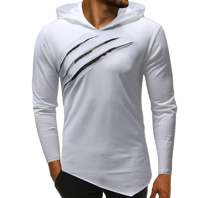 

Hooded men's T-shirt spring and autumn new long-sleeved streetwear V NecK T-shirt men's casual slim cotton T-shirt men's shirt
