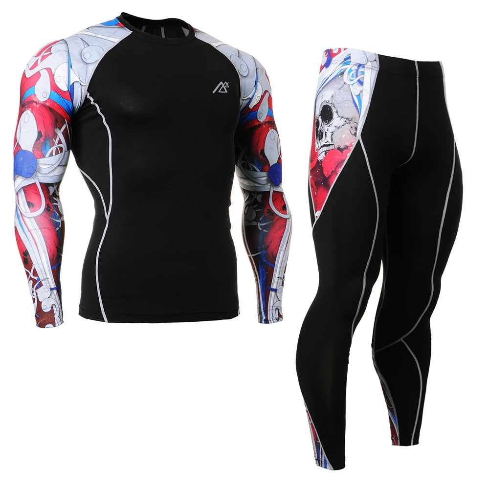 Unisex Fitness Clothing Set Women's Compression Shirt & Leggings Workout Quick Dry Rash Guards MMA Men's Sports Training Wear