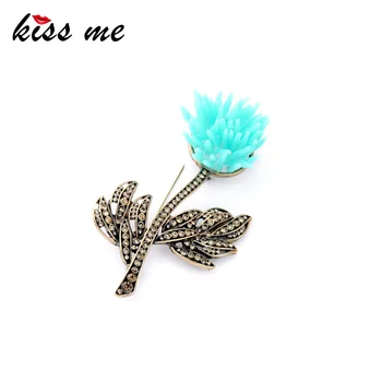 

Retro Alloy Crysatl Resin Flowers Women Brooch 2016 Fashion Party Jewelry Factory Factory