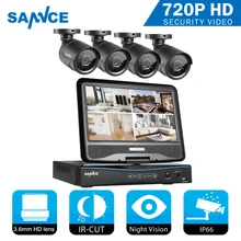 SANNCE 4CH CCTV System 10.1inch displayer 5in1 DVR 4PCS 720P Outdoor Camera Home Security System Surveillance Kits Email Alert