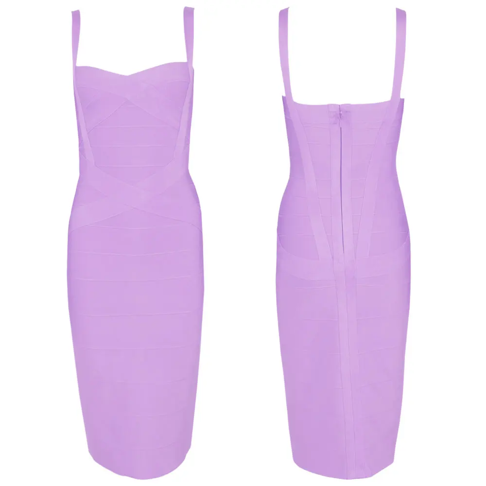 Высокое качество Зеленый Летний крест С НАБОРНЫМИ БРЕТЕЛЬКАМИ Милая HL Bodycon Midi Бандажное платье - Цвет: Lavender