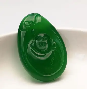 

Natural Green Maitreya Buddha Round Green Agate Laughing Buddha Pendant Pendant cb36#