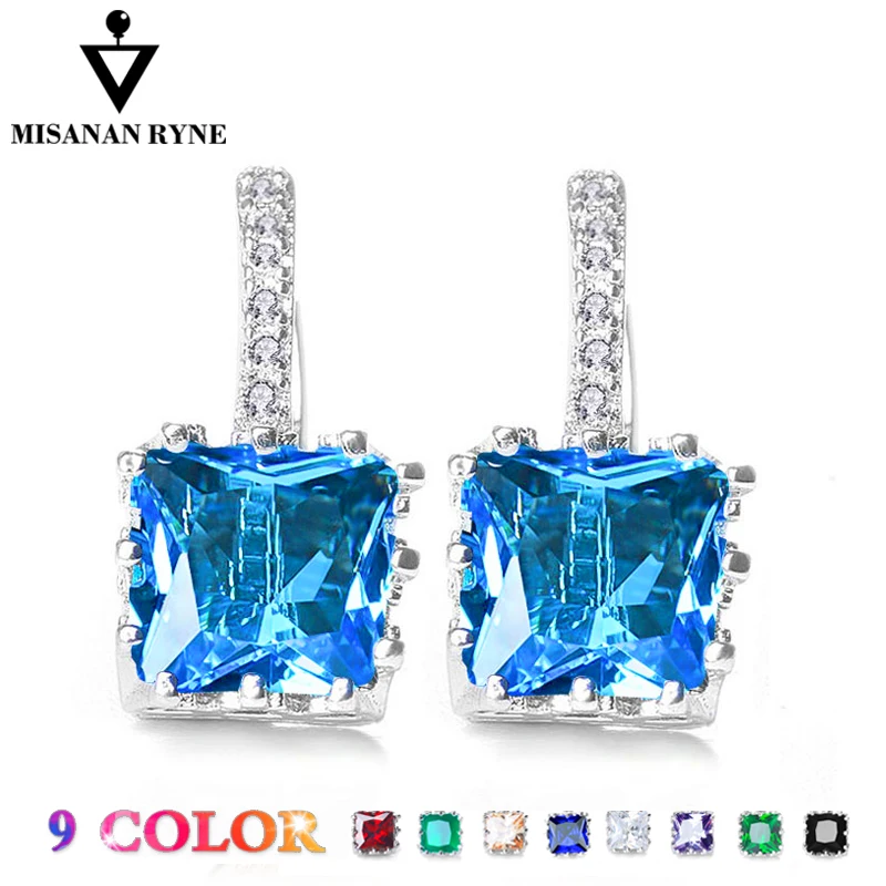 MISANANRYNE Fashion Earrings for Women Shining Square Zircon Wedding