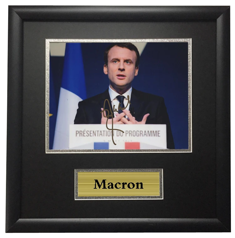

With SA COA French Macron autographed signed Photo Framed