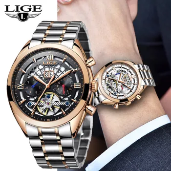 

LIGE Luxury Brand Mens Watches Automatic Mechanical Watch Male Business Waterproof Stainless Steel Strap Watch Relogio Masculino
