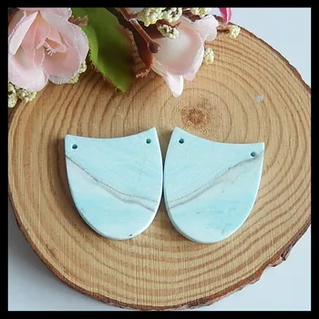 

Natural Gemstone Larimar double hole Fashion women earring beads,Semiprecious stone Jewelry,34x29x3mm,14.6g