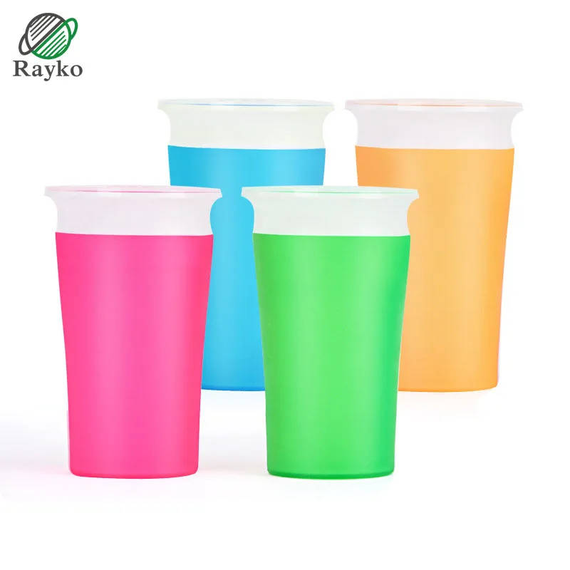 

360 Degrees Can Be Rotated Baby Learning Drinking Cup With Double Handle Flip lid Leakproof Infants Water Cups Bottle