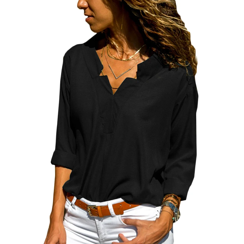 

Stylish pure color plaid v-neck with asymmetrical long sleeve skirt for lady