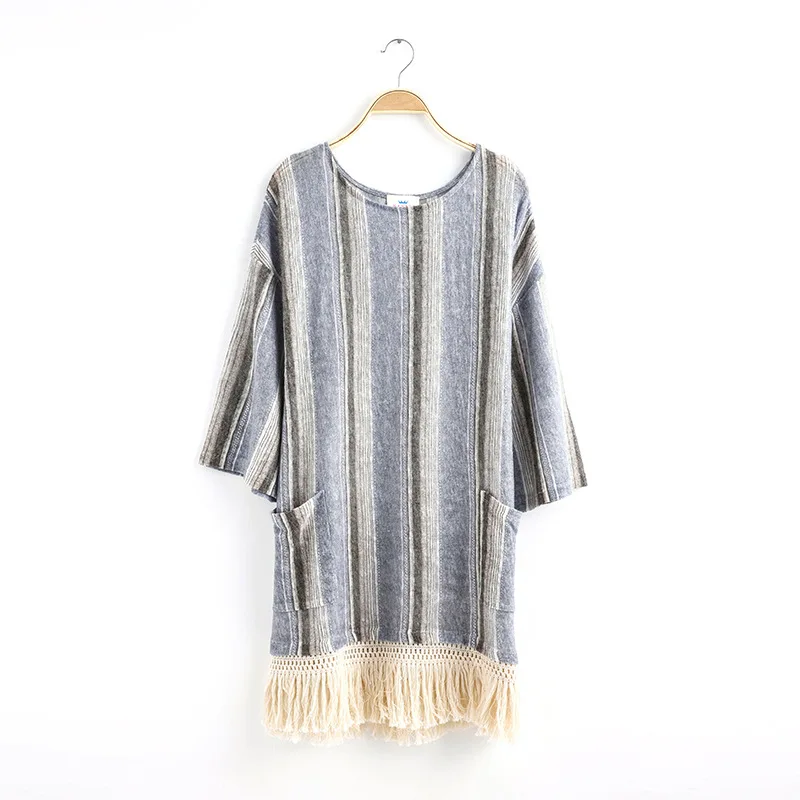 Girls Knit Tassel Autumn Dress Loose BOHO Princess Dress Kids Children