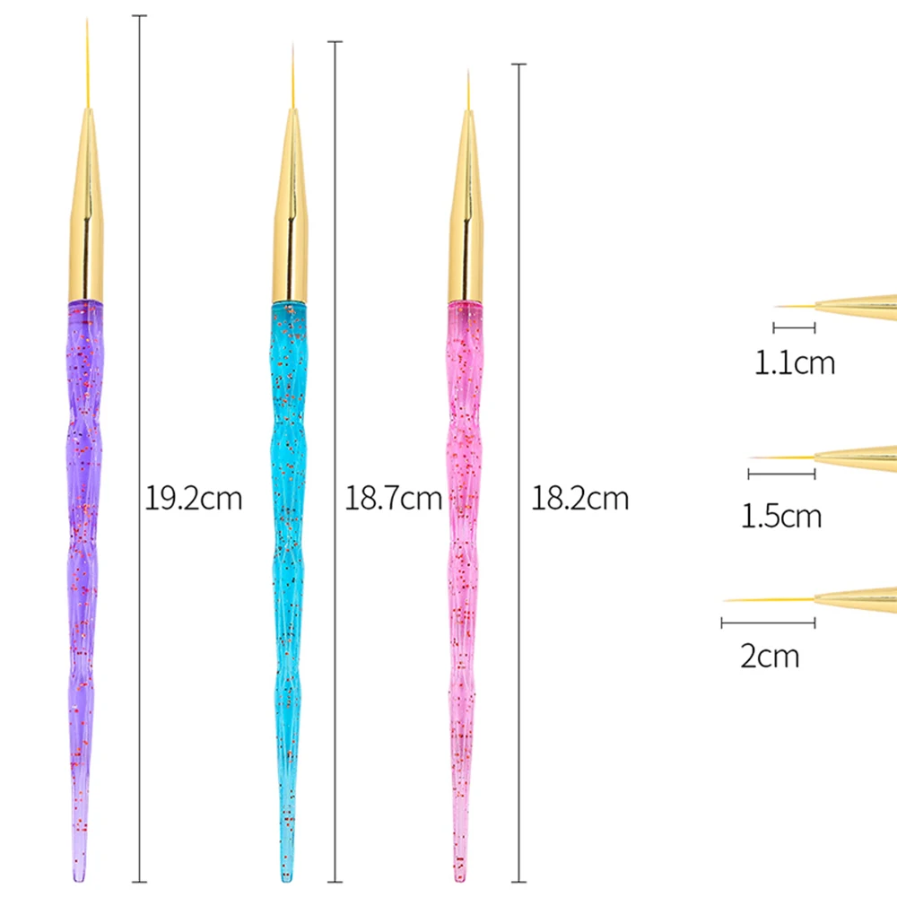 

3 Sticks Manicure Tool Light Therapy Pull Pen Plastic Brushed Color Pen Hook Line Pen Nails Accessoires Nails Tools Nail Design
