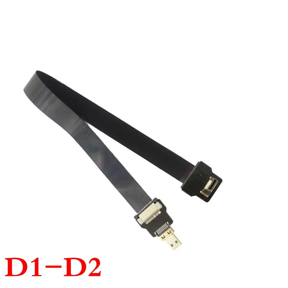 Micro HDMI Male to HDMI Male 90 Degree FPC Flat FPV HDMI Cable 10cm 20cm 30cm 50cm 100cm for Multicopter Aerial Photography