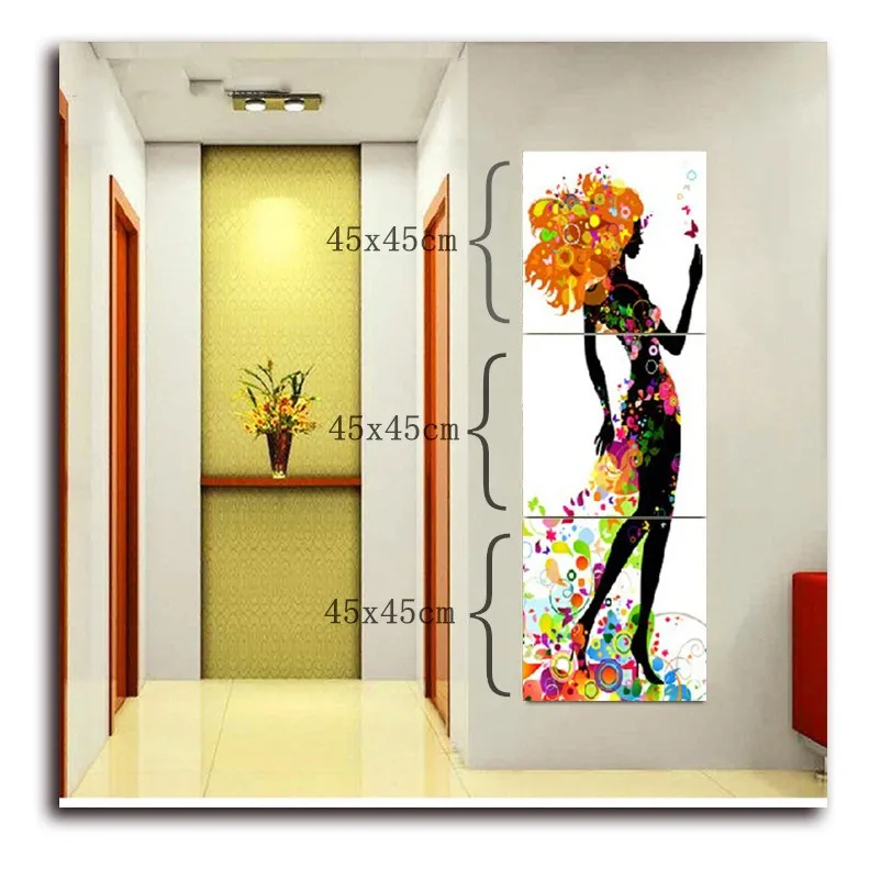 

DIY Diamond Painting Cross Stitch Kits Full Diamond Embroidery 5D Square Diamond Mosaic home Decor Flower fairy triptych HD010